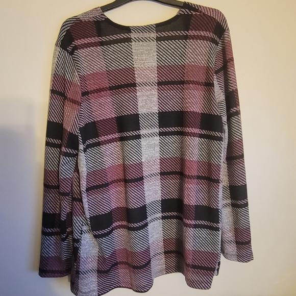 NWT SJS Pink plaid cardigan size 2X - Picture 2 of 4